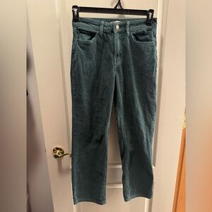 SO Women's Size 7 Corduroy High Rise Straight Leg Jeans - Dark Green